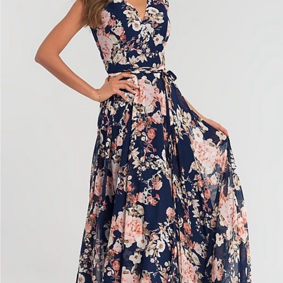 Pink and Orange Tie Front Tiered Maxi Dress for Weddings - Picture 1 of 8